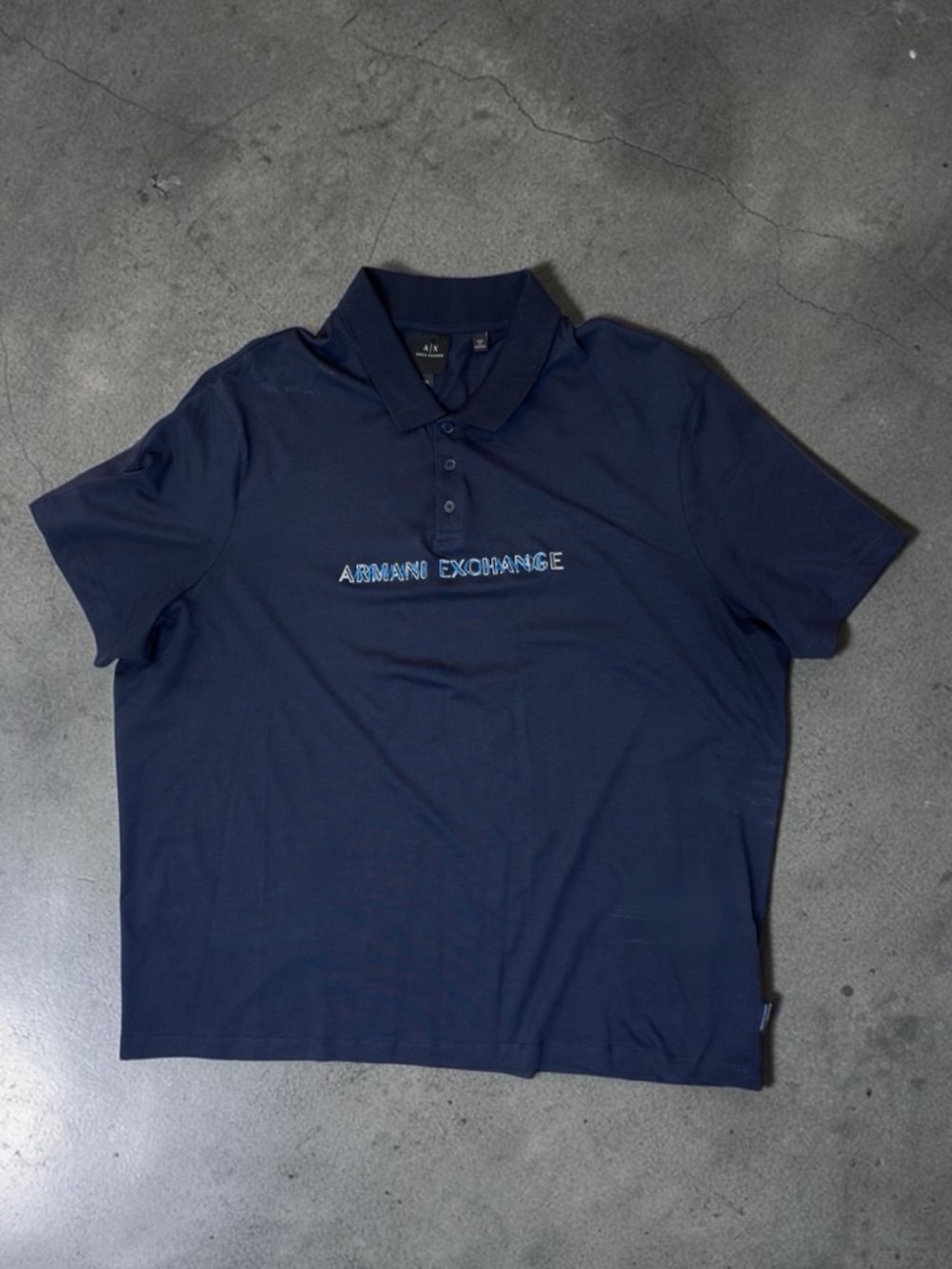 Armani Exchange Men's Navy Polo with Center Logo